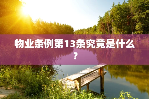 物业条例第13条究竟是什么？